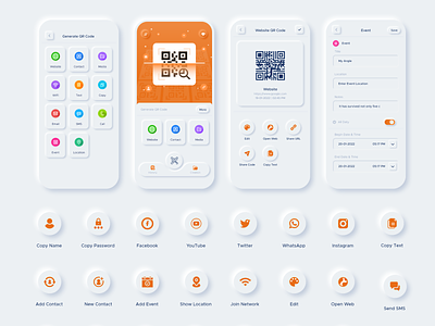 QR Code Scanner & Creater branding fancy font illustration