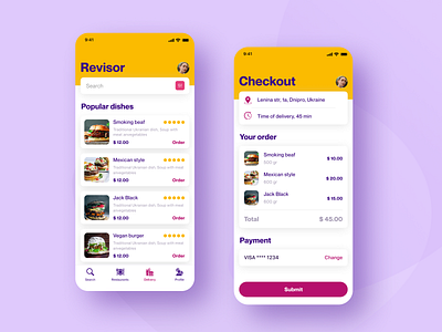 Restaurant app app application burgers card cart checkout clean colors concept delivery design food food app grocery interface ios list order search shopping app