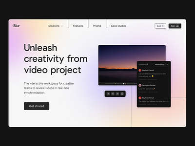 Landing page - Video reviewer collaboration design feedback gradient home page landing landing page product product website saas ui ux video feedback video review video reviewer web design