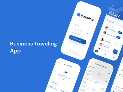 Business traveling App app blue design icon typography ui ux