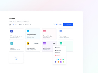 Colors the project section app design folder gradient mini minimalist projects ui