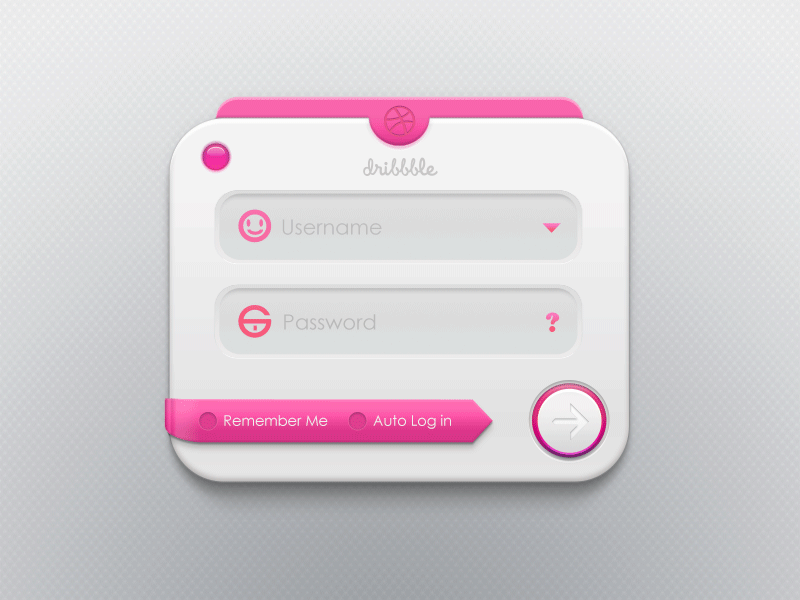 Dribbble Log in button dribbble in log pink