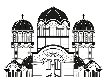Riga architecture church illustration illustrator line map