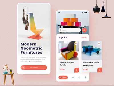Modern Furniture Mobile App Ui Kit branding design illustration profile typography ui
