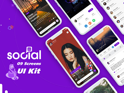 Best Social App Ui Kit design PSD android android app animation app booking app design free psd icon login logo psd ui user profile web