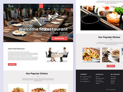 Restaurant website template UI PSD android android app app booking app design free psd ios login logo profile ui user profile web website