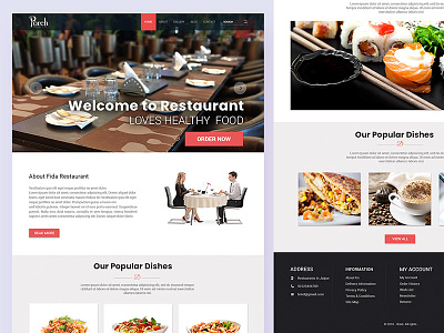 Restaurant website template UI PSD