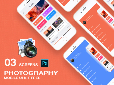 New photography app ui concept PSD android android app app booking app design free psd ios login logo profile psd ui user profile vector web website