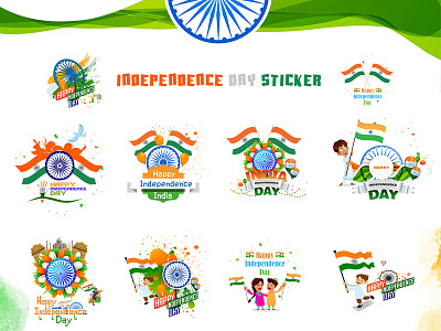 Independence day sticker android app app branding design happy independence day logo vector whatsapp stickers