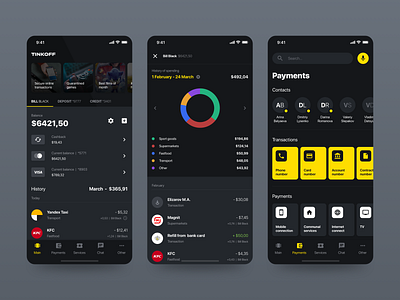Tinkoff Bank | App Concept app application bank banking credit dark design finance financial mobile ui