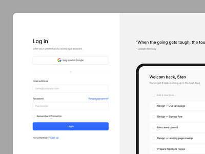Saas Log in page account design system form information input log in login product design profile saas sign in sign up signin text field ui uikit