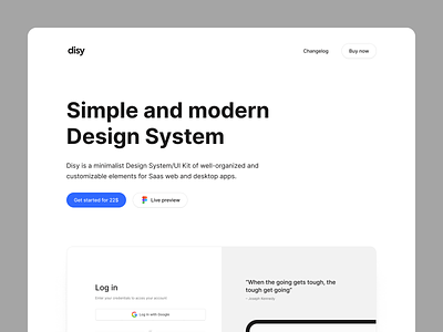 Disy — Landing Page design system design web desktop figma home landing landing page minimalist simple site ui ui kit ux web website