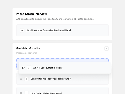 Crew.work — Interview Template ats builder crm form interview interview form minimalist product design question questions step typeform ui ux