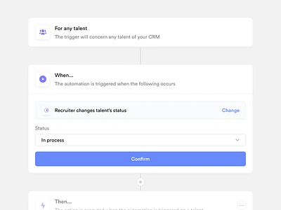 Crew.work — Custom automations app ats automated automation builder crew crew.work crm flow product design saas steps trigger ui ux workflow