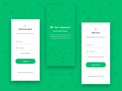 Sign In and Sign Up Screen fontawesome form design icon ios app login form onboarding screen screen sign in sign up ui design