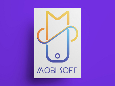 Mobi-Soft Logo blue branding design gradient logo m logo mobile mobile logo s logo typography vector website yellow