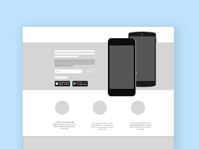 Landing page wireframes android coming soon ios marketing