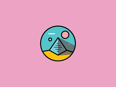 Pyramid Badge badge colors flat icon poppy pyramid