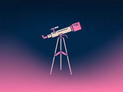 Telescoping duotone gazing hobby icon illustration minimal nighttime pop sky stars telescope