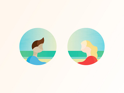 Lovers Beachside avatars beach flat girl guy illustration minimal sun