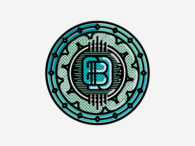 B Coin art badge coin detail layers letter line monogram pattern