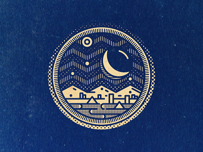 Moon Town geometric gram icon line art stamp texture