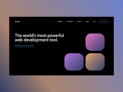 Vertigo home page design adobe xd home page landing page web development webflow website design