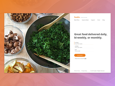 Food Delivery Signup Page food delivery app landing page signup form