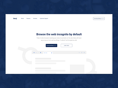 Benji - Modern Web Browser landing page modern web browser modern web design web browser webdesign website