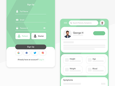 Kart Health Product design (WIP) app design flat green health healthcare icon login medical record minimal ninto product design profile sign up ui uiux ux vector web website