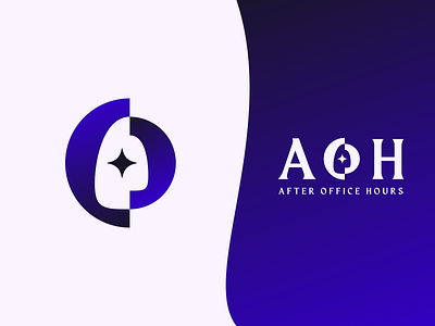 After Office Hours aoh blockchain brand branding community crypto design flat graphic design group identity illustration logo minimal night pink presence purple vector web3