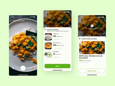 AI Calorie tracker ai artificial intelligence calorie camera design fat flat food graphic design green meat minimal motion graphics scan tracker ui ux veg vegan weight loss