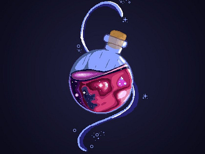 Potion of Universe bottle design galaxy icon illustration pixel art potion vector