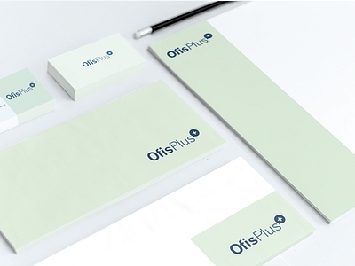 Ofis+ Stationary branding flat logo simple
