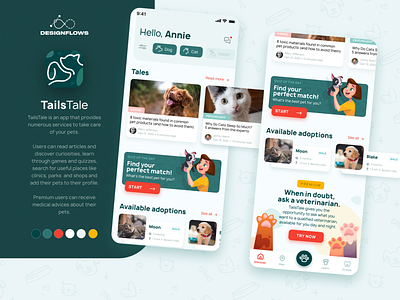 Designflows 2020 - My project (part 1) adoption app design design designflows pet pet owner pets ui ui design uidesign user interface veterinarian