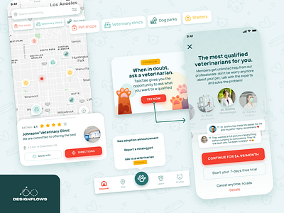 Designflows 2020 - My project (part 2) adoption app design mobile mobileapp pet pet app pet care pet lover pet owner pets ui ui design uidesign user interface veterinarian