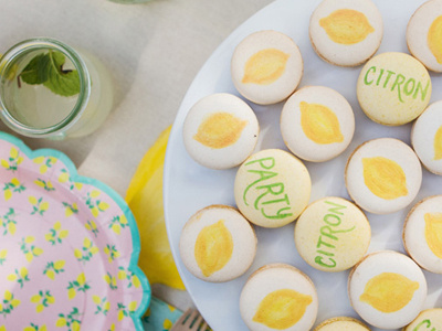 lemonade party citron food handpainted lemon lettering macaron party