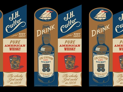 J.H. Cutter Whisky Case Card advertisement advertising alcohol alcohol branding alcohol packaging brand identity branding hand lettering handlettering identity illustration instore lettering logo whisky