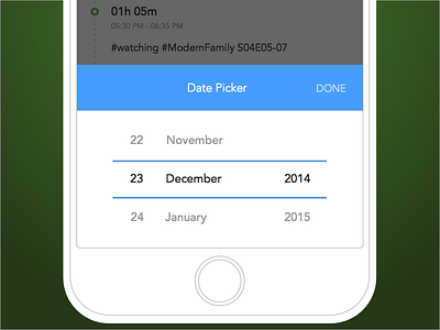 Duraation - Date picker for activities list action sheet date picker duraation iphone mobile popup