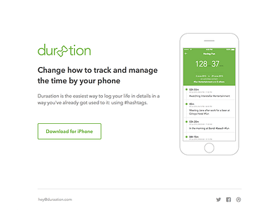 Duraation - landing page duraation flat iphone landing page mobile simple website