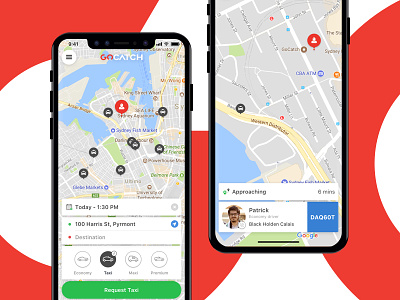 GoCatch v7.0 approaching car hailing card gocatch hire car iphone x map redesign ride taxi uber