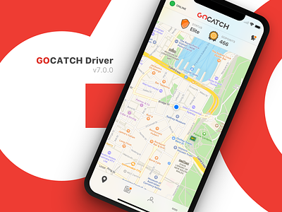GoCatch Driver v.7.0.0 bright ui clean driver app drivers flat gocatch light design map minimal shiny taxi app uber