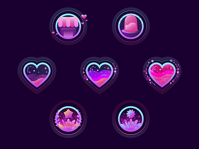 Dating app icons set dating datingapp floral heart icon icon set love vector waves
