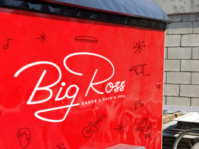 Big Ross Foodtruck 50s branding burgers food foodtruck grease icons lettering line art proposal red rock n roll