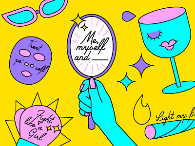 Me, Myself and ______ Illos colorful girl power illustration ladies ladieswineanddesign