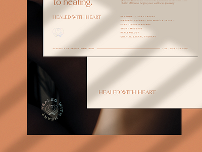 Healed With Heart Print Design branding clean design identitydesign logo logomark massage therapy print design type