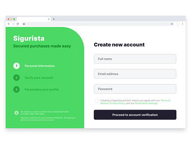 Sigurista - Sign Up Form component form design security sign up
