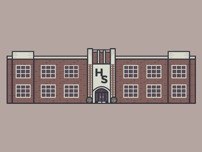 A brick high school building brick building high school illustration stroke