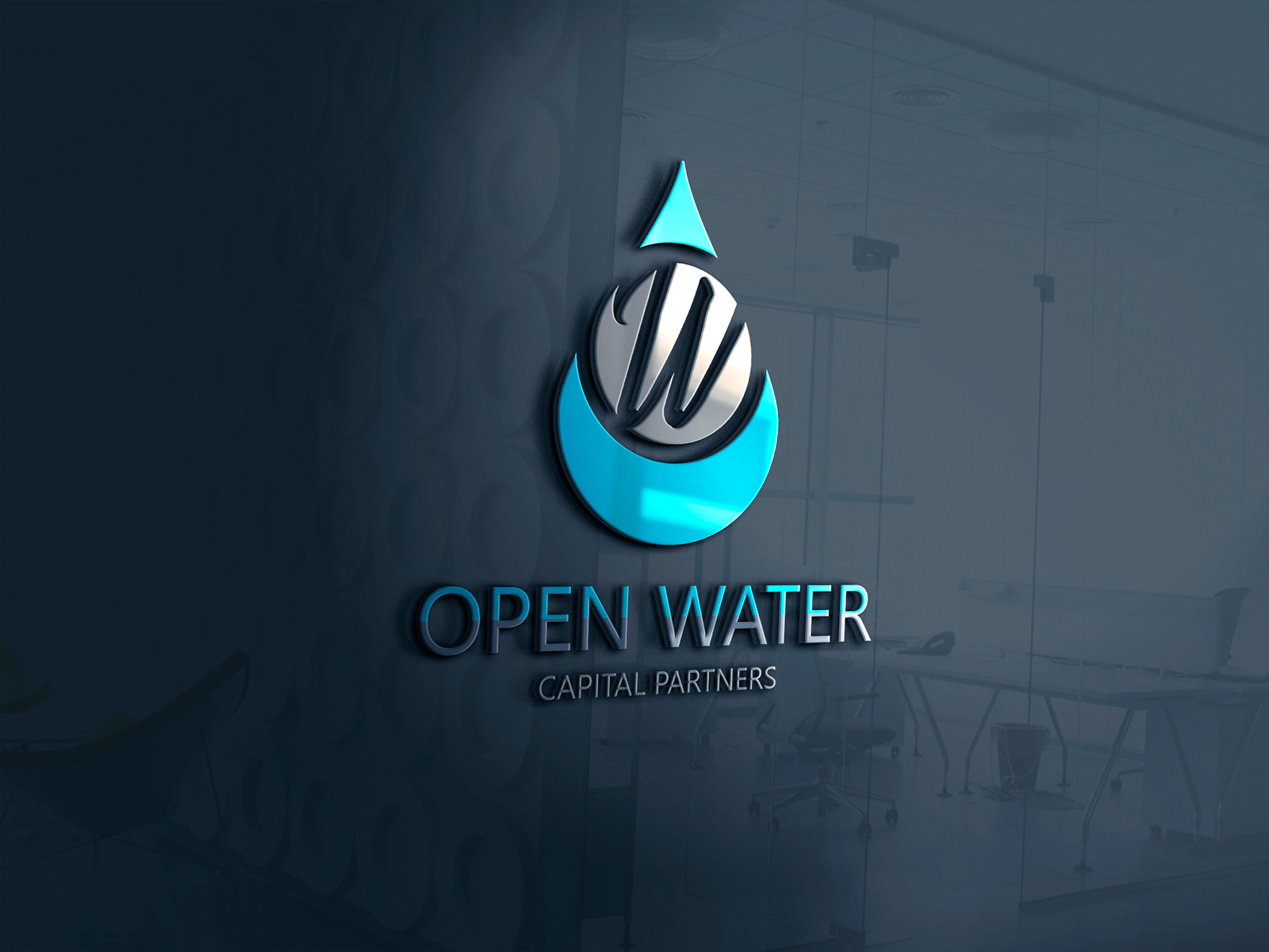 3d office glass logo mockup