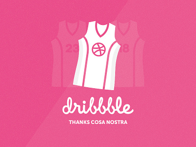 Thanks basketball cosa nostra debut drafted dribbble flat hello invitation invite jersey minimal pink thanks